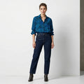 Women's Blue Zebra Print Button-Down Shirt