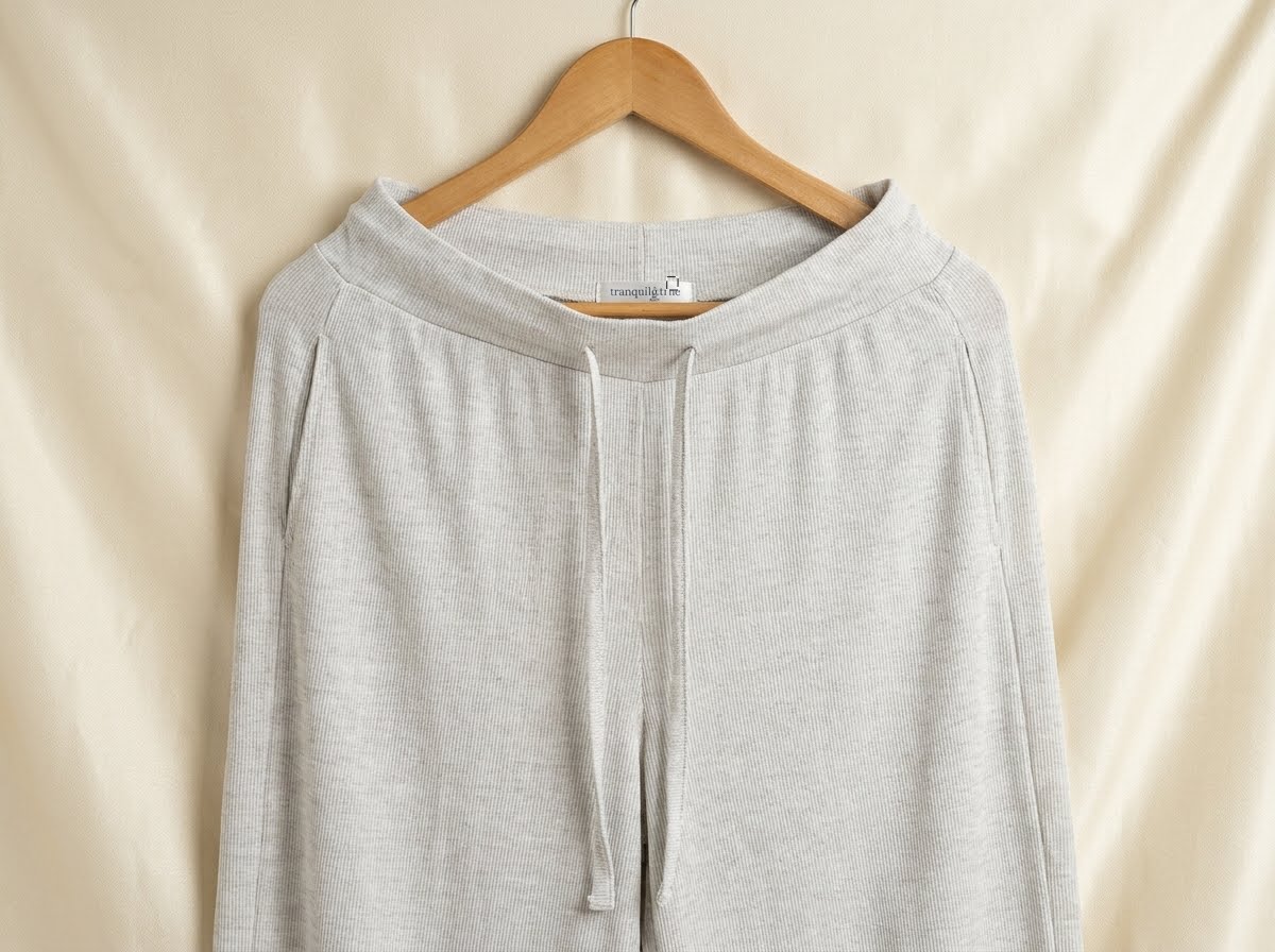 Women's Light Grey Wide Leg Lounge Pants – Soft Comfort Drawstring Palazzo Trousers