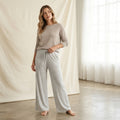 Women's Light Grey Wide Leg Lounge Pants – Soft Comfort Drawstring Palazzo Trousers