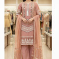 Peach Pink Embroidered 3-Piece Suit