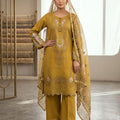 Golden Mustard Embroidered 3-Piece Suit