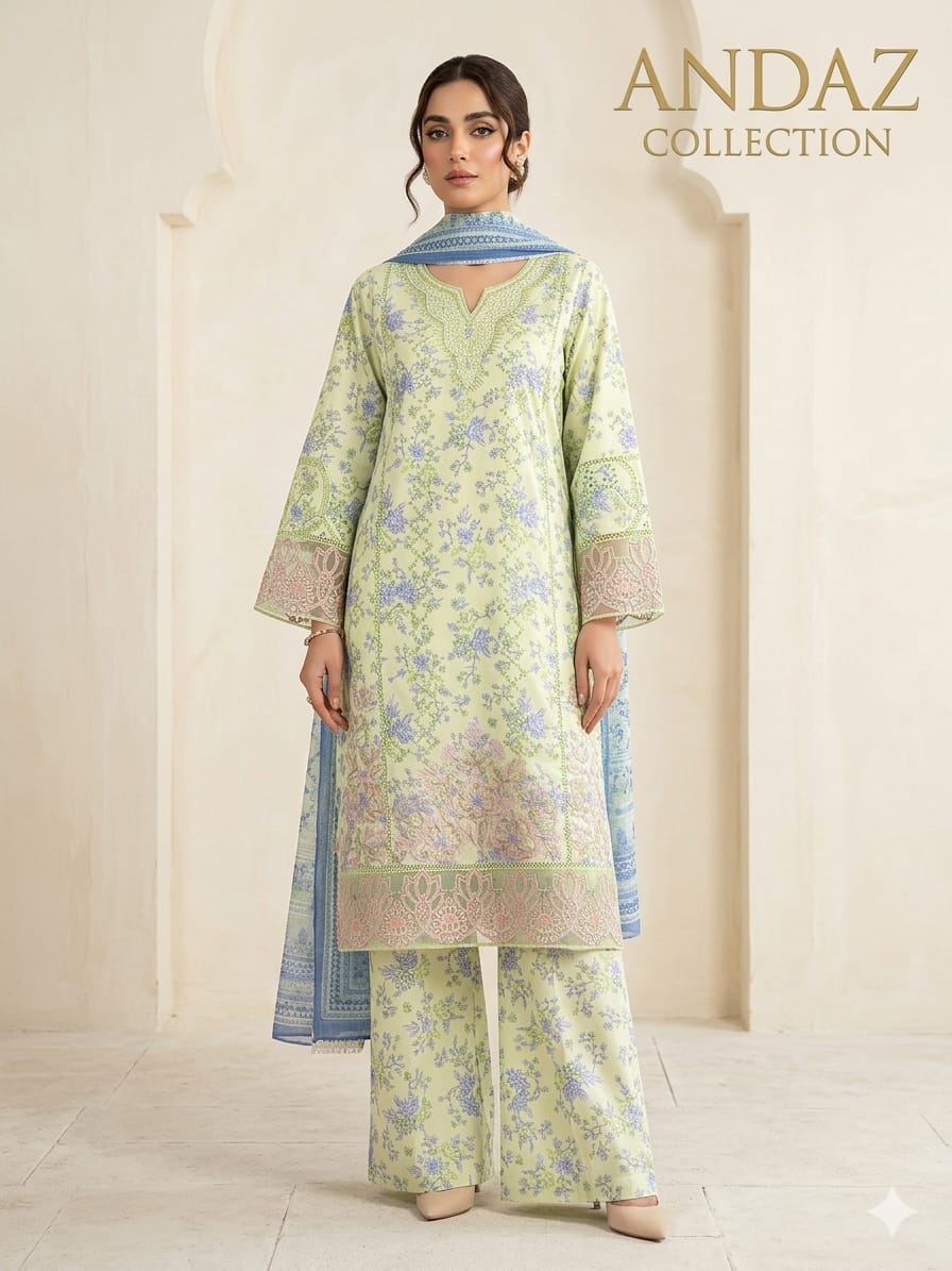 Pistachio Embroidered 3-Piece Suit
