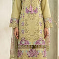 Beige Pistachio 3-Piece Embroidered Lace Work Suit