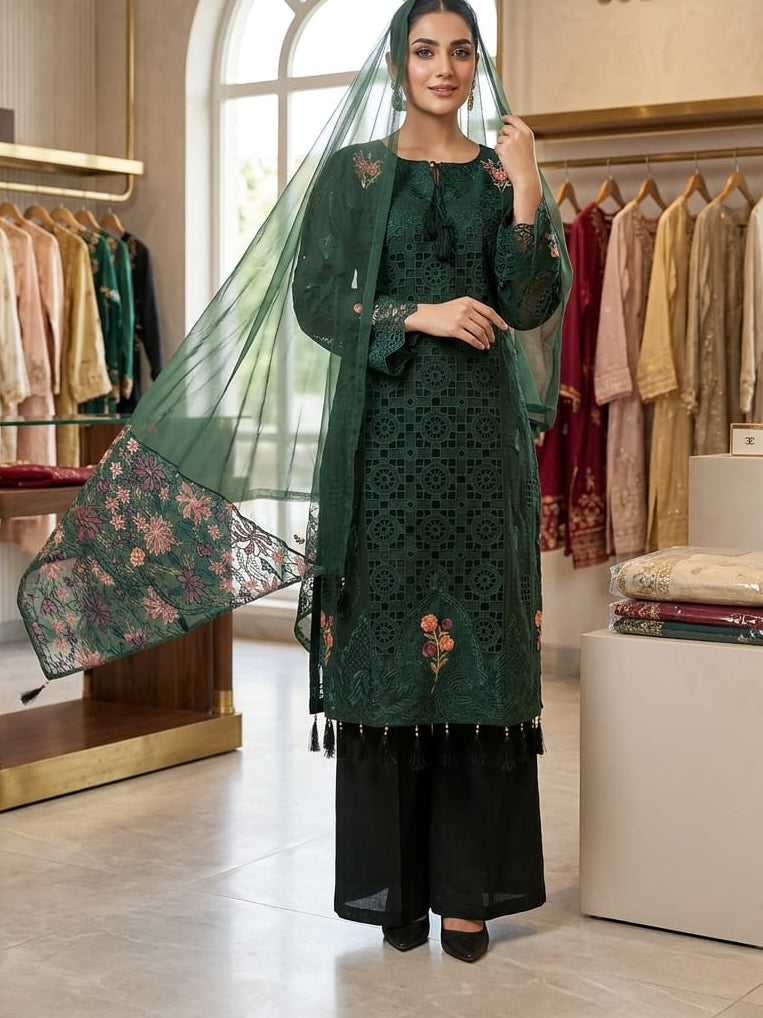 Premium Cut Work Green 3 Piece