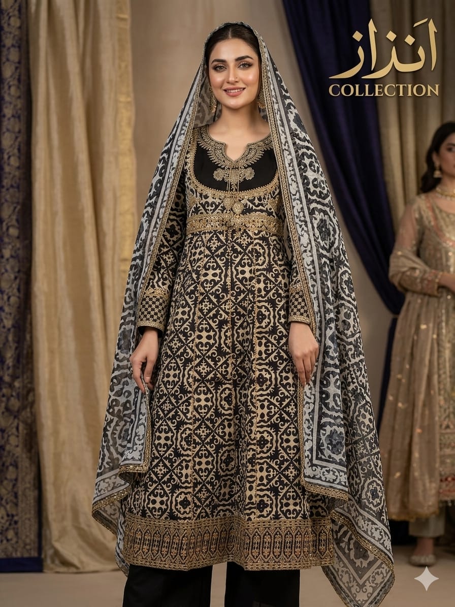 Embroidered Black Frock