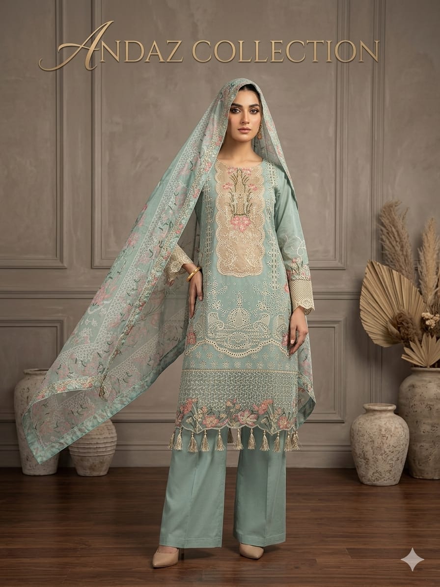 Embroidered Suit – Sky Blue