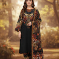Black Paisley Printed 3 Piece Suit Set