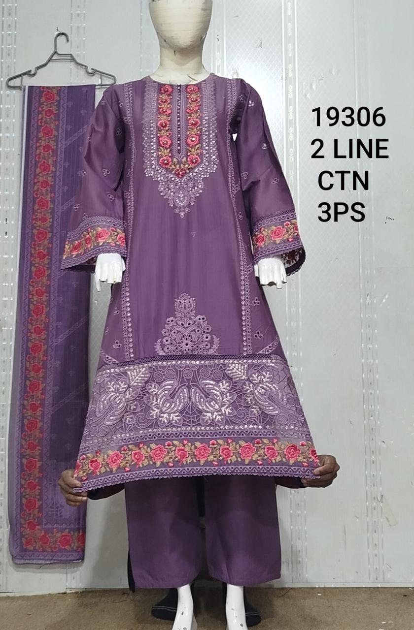 Purple Digital Printed Lawn 3 Piece Suit Set